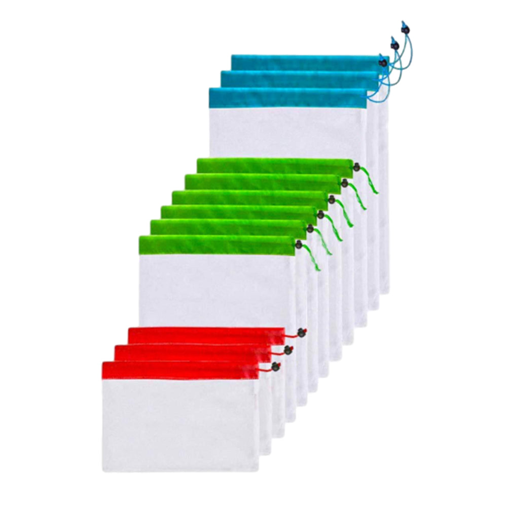 12Pcs Set Reusable Mesh Produce Bags Eco-Friendly Drawstring Bags