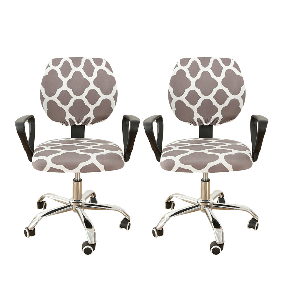 2 Set of 2 Pieces Stretch Split Office Chair Cover Printed Computer Office Chair Covers-Style 1