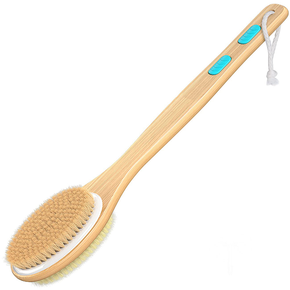 Shower Brush Dual-Sided Long Handle Back Scrubber Body Exfoliator-Blue