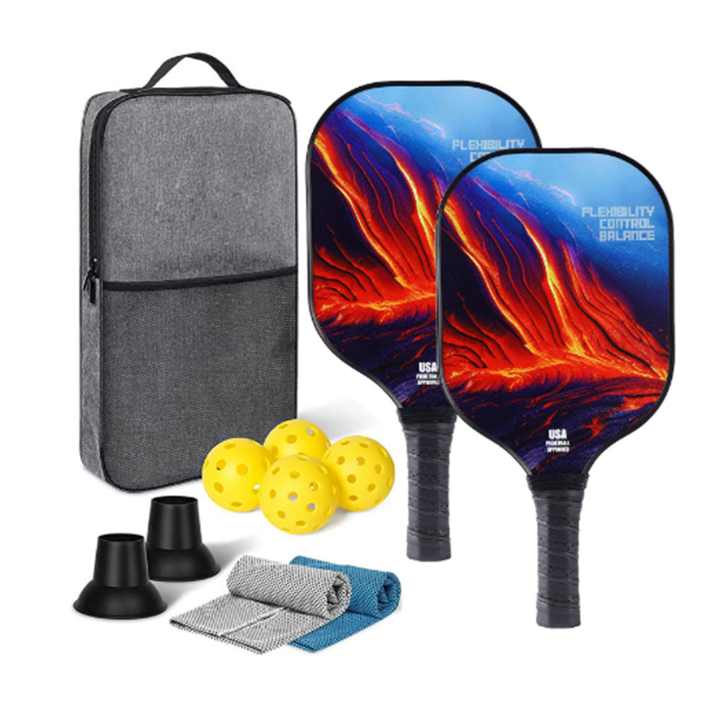 Fiberglass Pickleball Game Set 2 Pcs Pickleball Paddles with 4 Balls Style 1