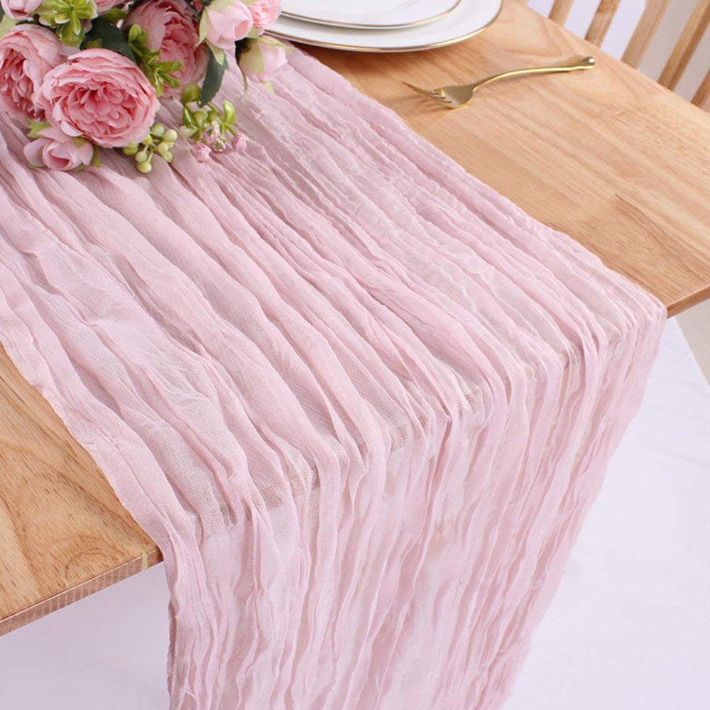 90 x 300cm Easter Cheesecloth Table Runner Boho Rustic Table Runner for Wedding Party Home Decor Pink