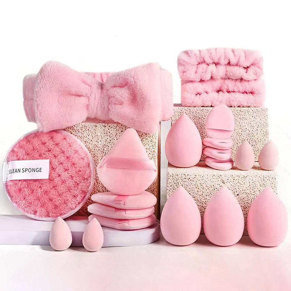 Makeup Sponge Set with Case Triangle Puff for Liquid Cream Powder-20 Piece Set