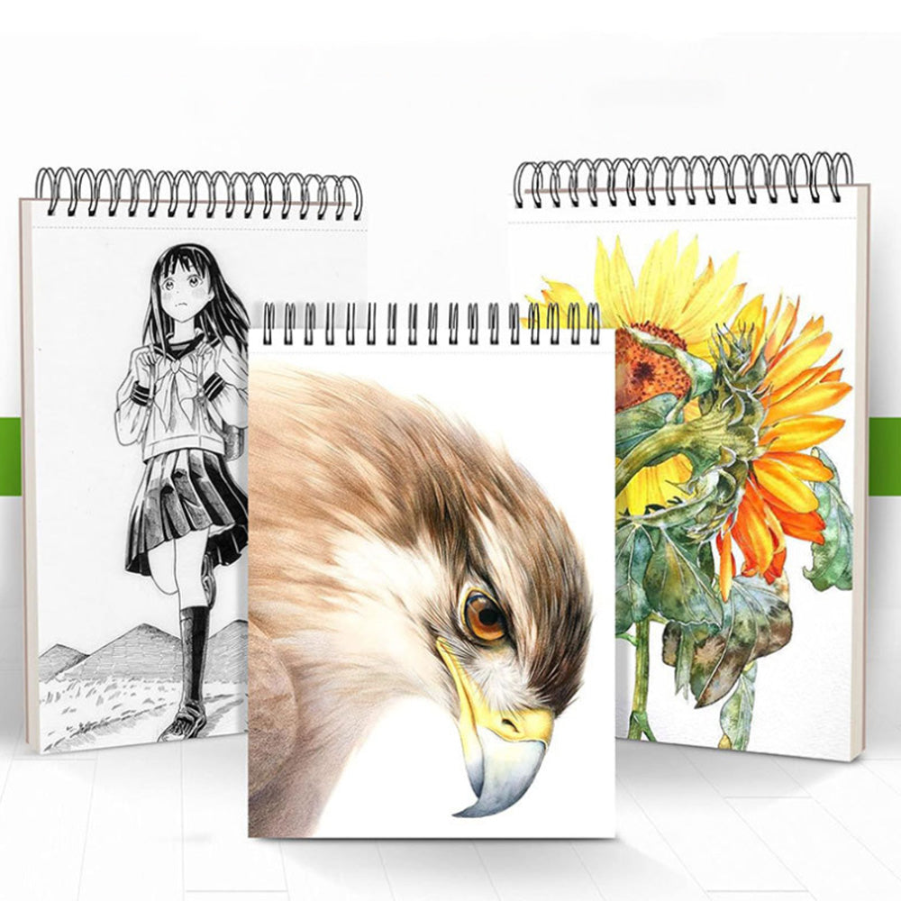 2Pcs Sketch Book 100 Sheets Spiral Top Drawing Notebook Artist Sketchbook