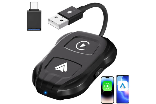 2 in1 Wireless Carplay Adapter USB Type-C Bluetooth Dongle for iPhone Android Auto -Black