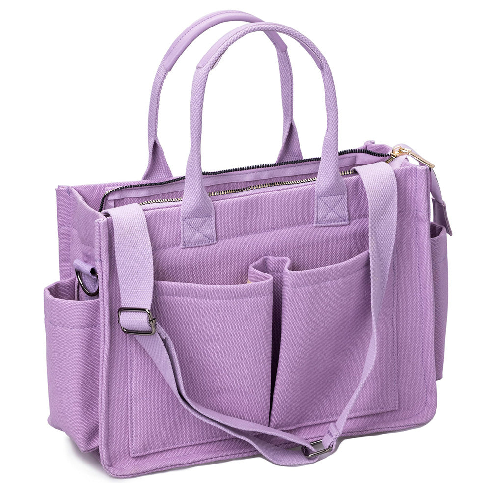 Large Canvas Tote Bag for Women Laptop Work Book Bags Crossbody Handbag Shoulder Travel Gym Bag Purple