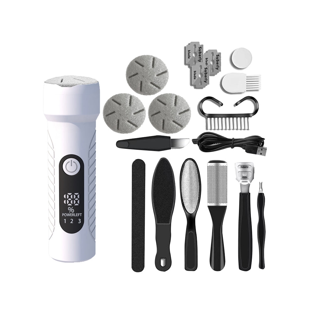 Electronic Foot File Grinder Set Electric Callus Remover Foot Pedicure Tool White