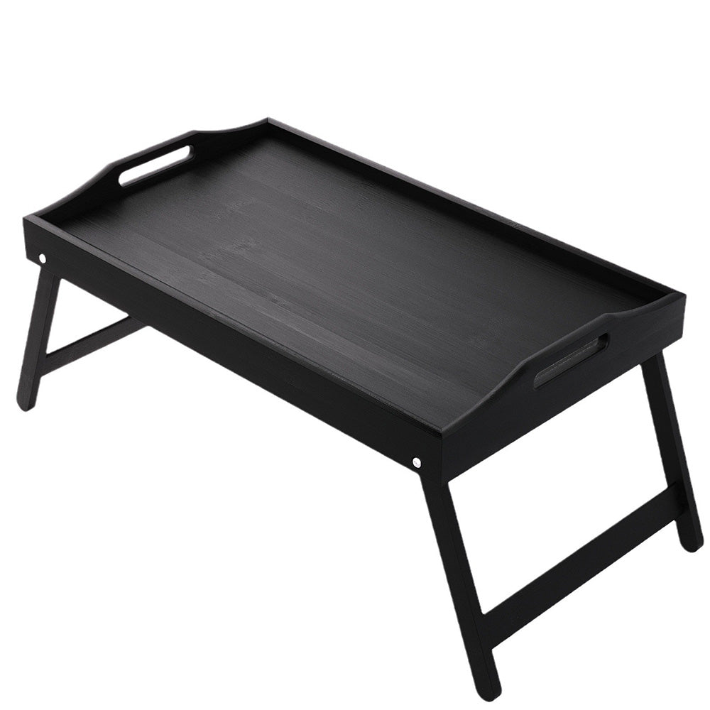 Mini Folding Bamboo Table Laptop Desk Multipurpose Side Tea Tray-Black