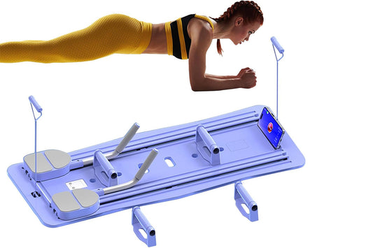 Pilates Machine Foldable 5-in-1 Portable Pilates Board with Elbow Support Home Gym Equipment for Weight Loss Training -Purple