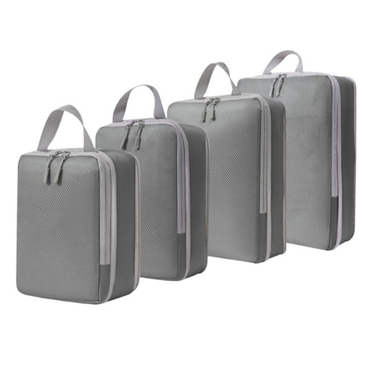 4Pcs Compression Packing Cubes Travel Luggage Storage Bags Organizers Grey