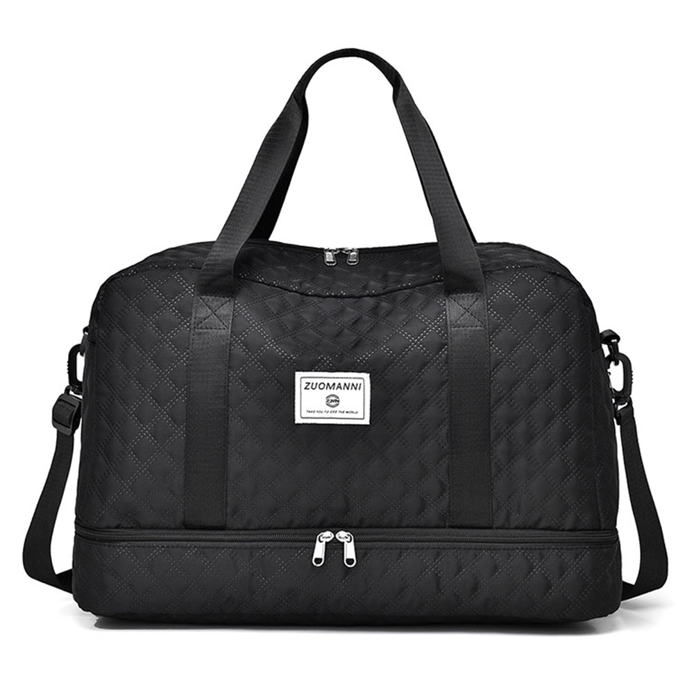 Large Capacity Travel Duffel Bag Versatile Shoulder Crossbody Weekender Bag with Shoe Compartment Black