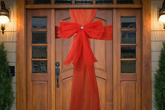 Large Red Christmas Door Bow for Outdoor Holiday Home Decoration