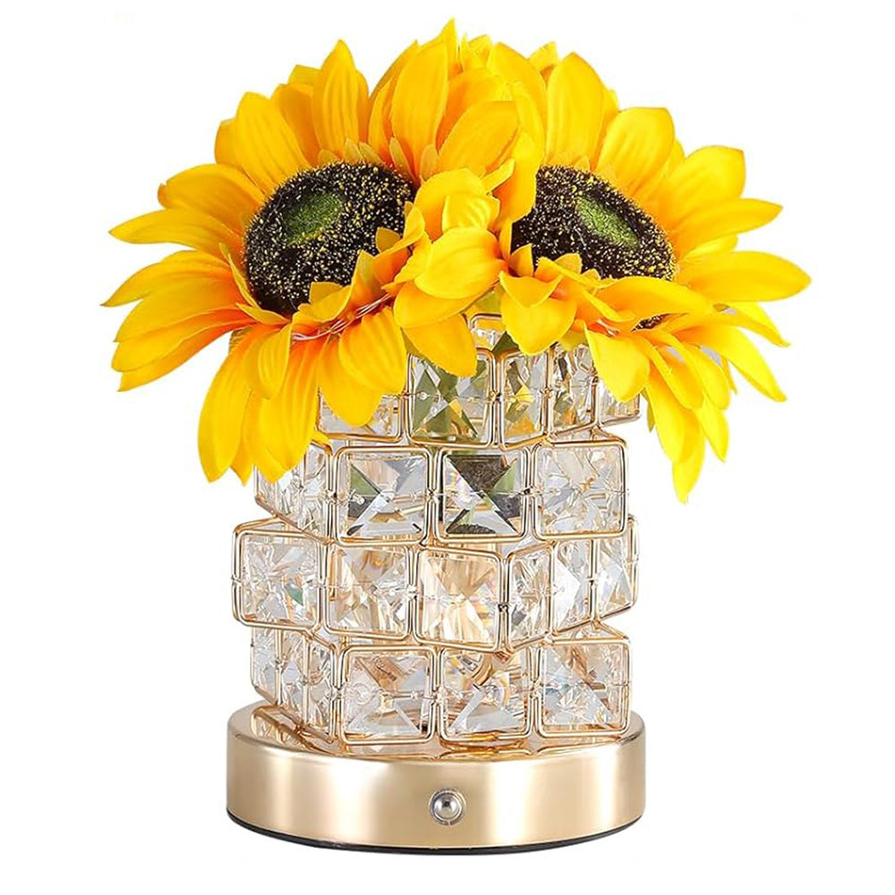 3-Color Dimming Wireless Sunflower Lamp Rechargeable Touch Control Table Lamp