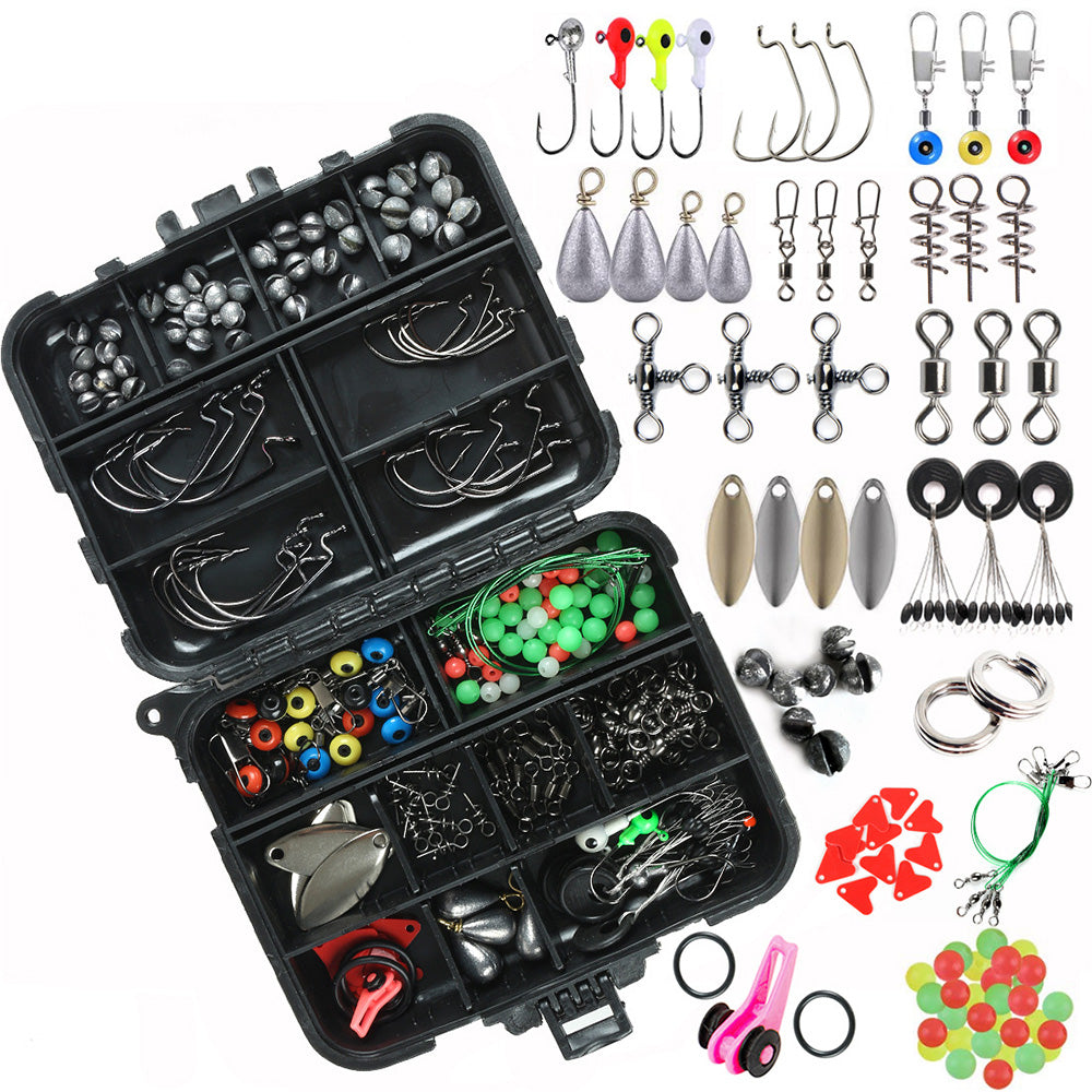 188Pcs Set Fishing Accessories Portable Fishing Tackle Kit for River Lake Reservoir Pond Fishing