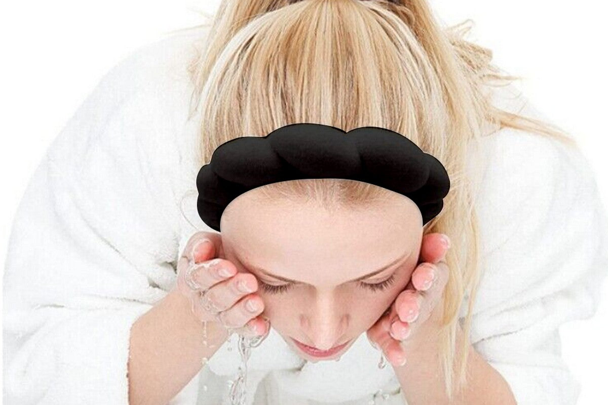 Women Mimi And Co Spa Headband Sponge Washing Face Makeup Skincare Puffy Headband-Black