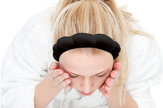 Women Mimi And Co Spa Headband Sponge Washing Face Makeup Skincare Puffy Headband-Black