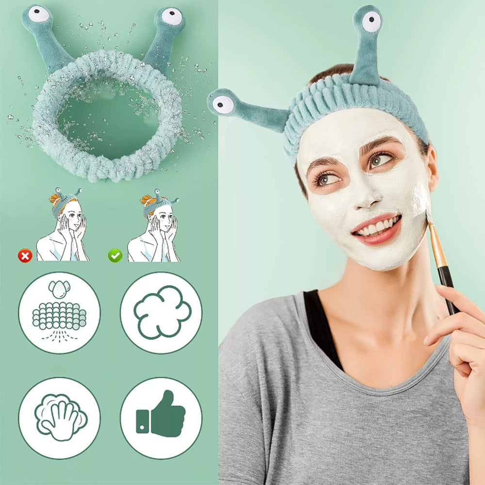 Face Wash Headband Snail Spa Makeup Hair Bands Cartoon Cute Elastic Headband Hair Accessories Green