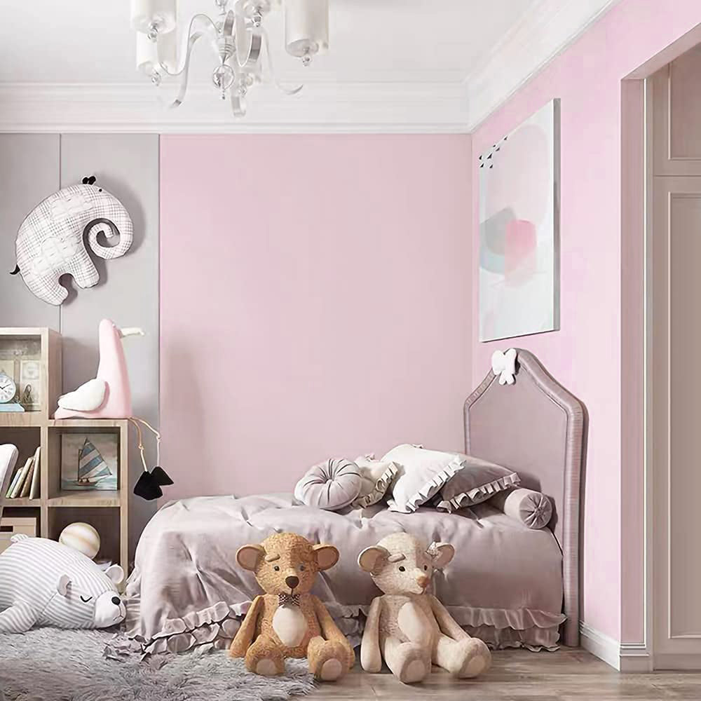 Self-Adhesive Solid Color Wallpaper Wall Sticker Home Decor -Pink