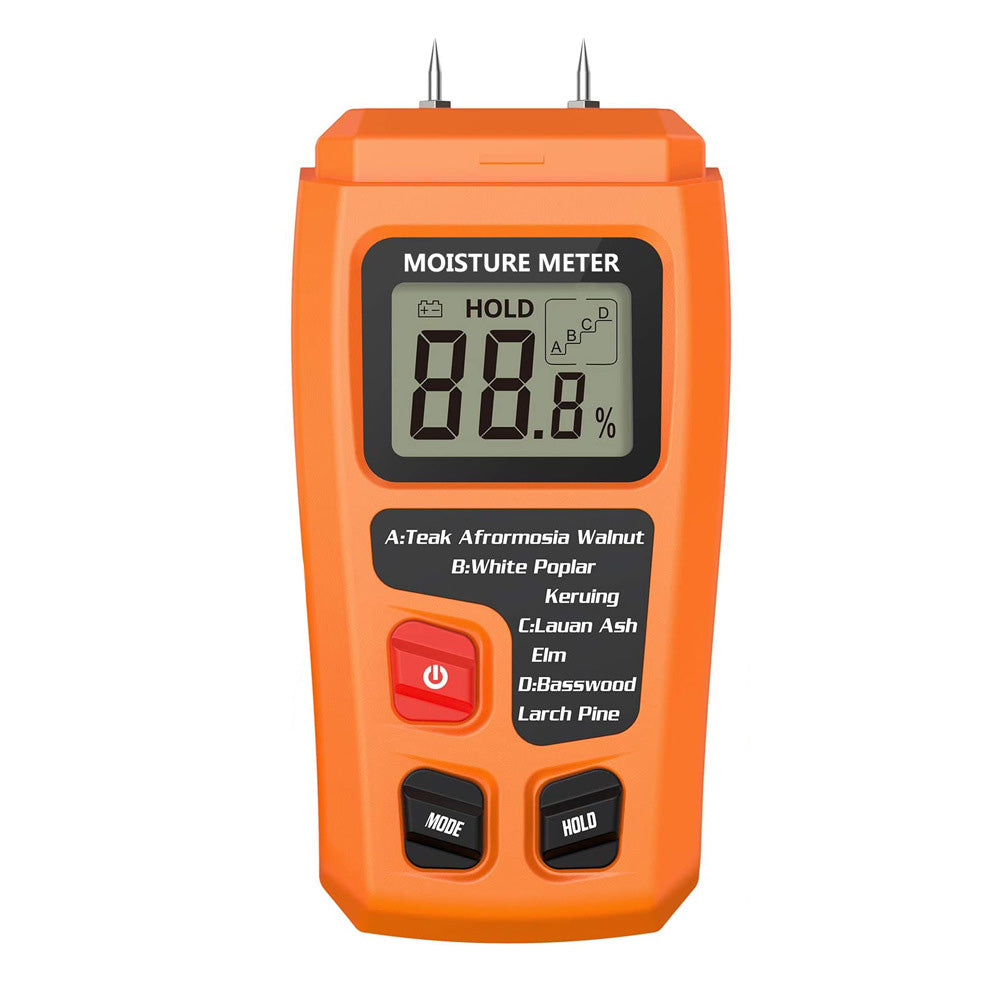 Digital Moisture Meter for Wood Damp Humidity Timber Firewood Tester LCD Analyzer Detector Orange