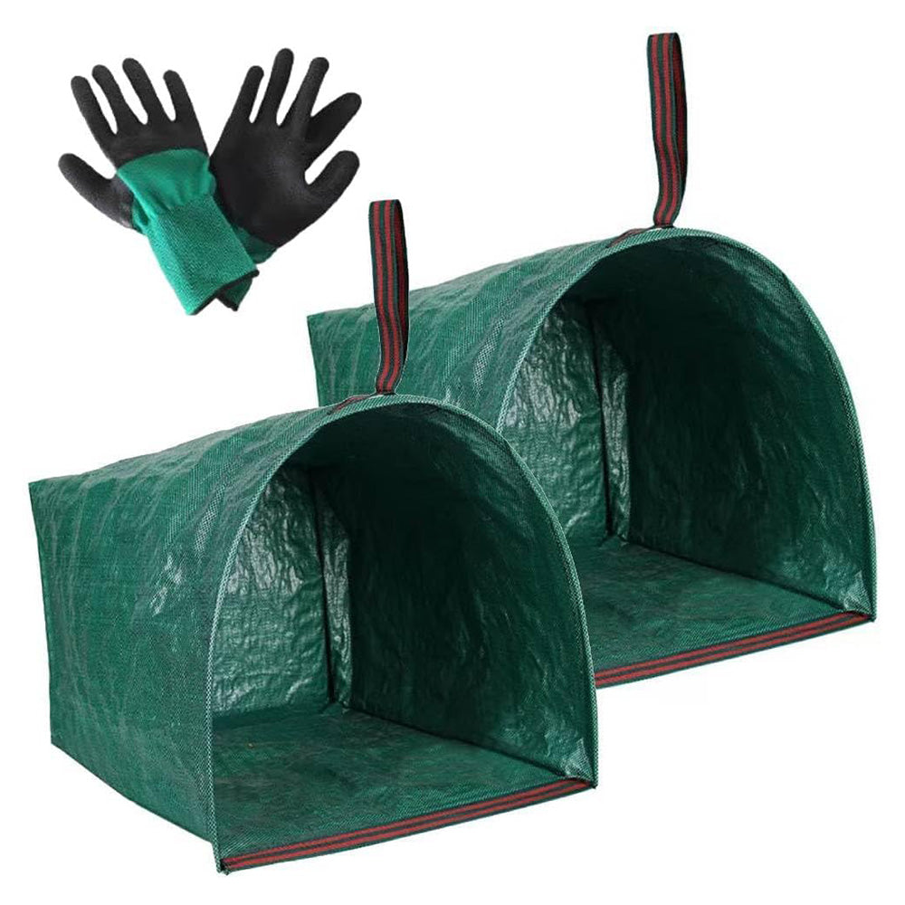 2 Pack 270L Garden Waste Bags with Gloves and Handles Foldable Yard Leaf Collection Collector