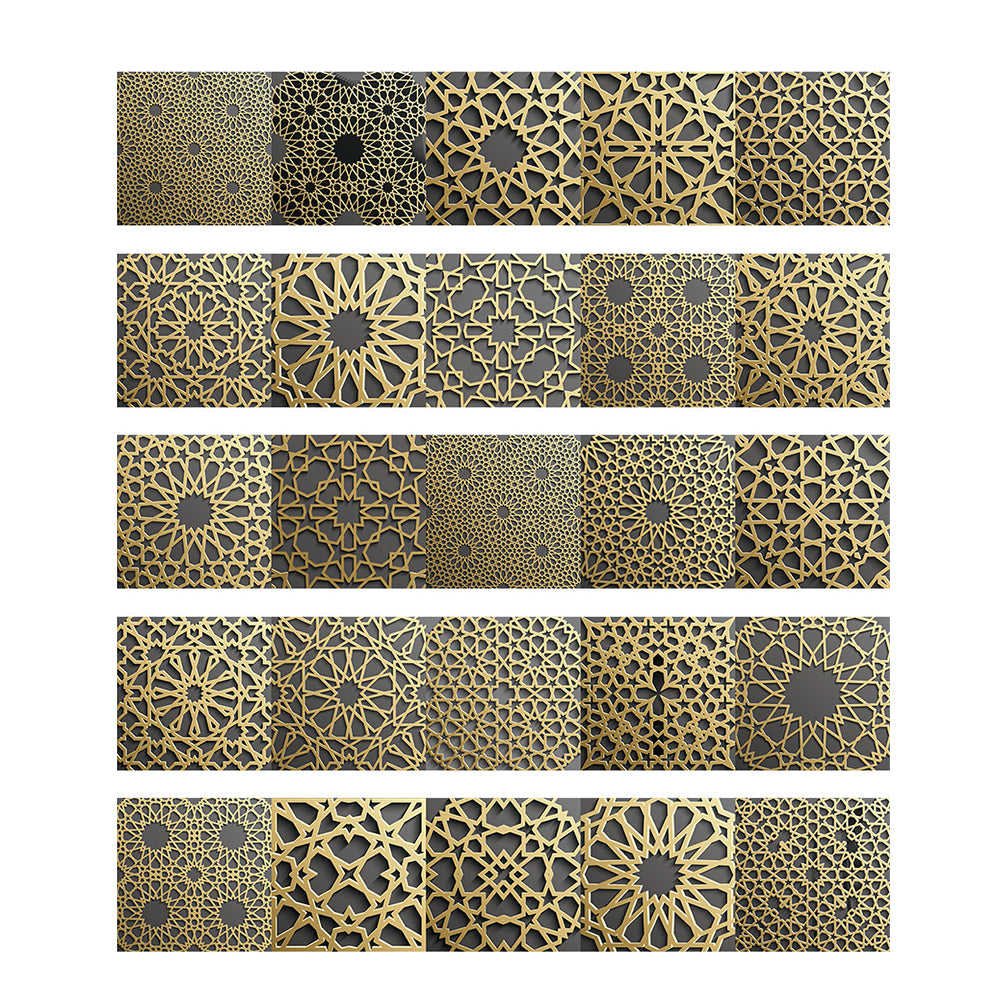 5Pcs Vintage Patterns Wall Stickers Water Resistant Wallpaper Removable Decal for Kitchen Bathroom