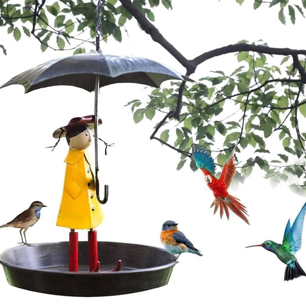 Umbrella Girl Garden Bird Feeder Ornament Hanging Outdoor Decor Home Garden Decor