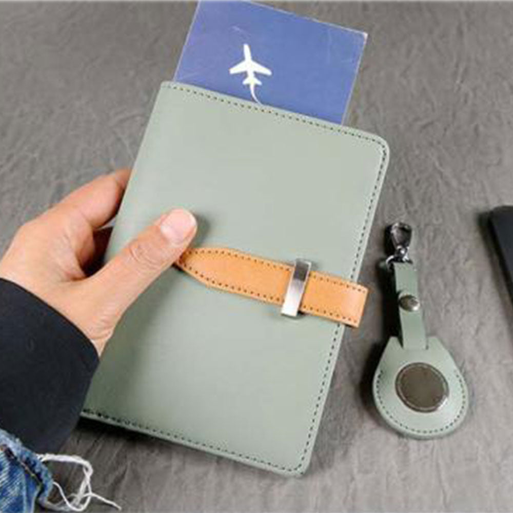RFID Blocking Passport Wallet Travel Passport Card Case with Airtag Holder Green