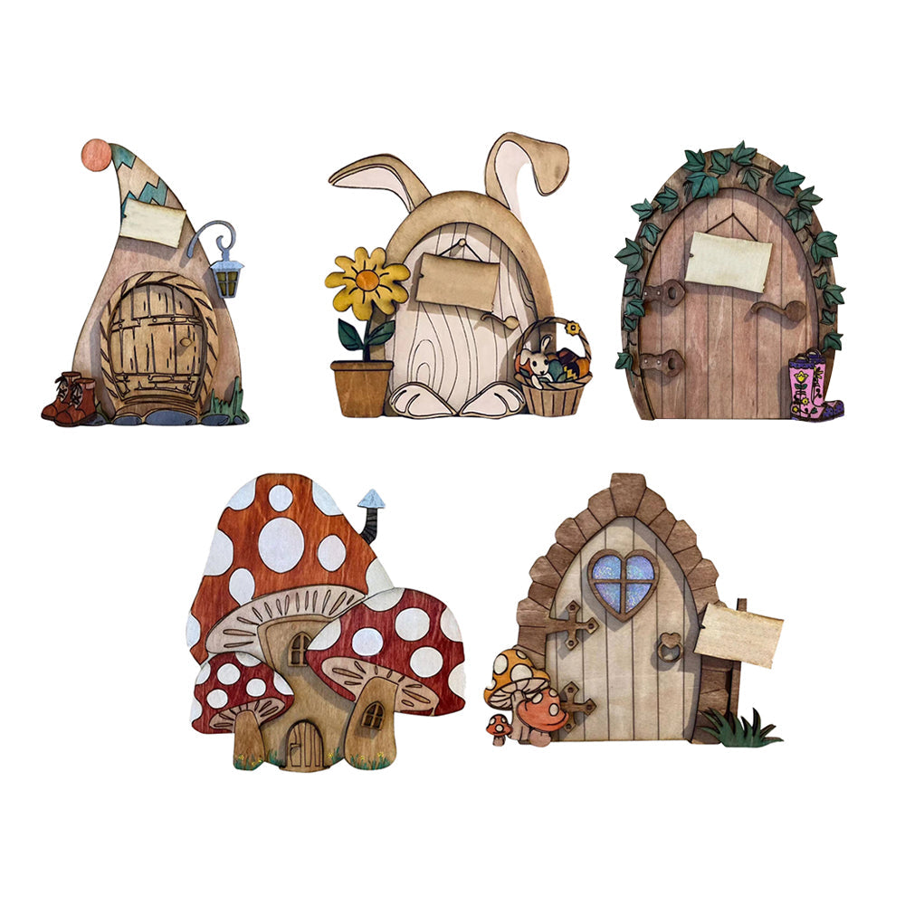 5Pcs Elf Door Fairy Tale House Door Miniature Garden Decor Christmas Tree Decoration