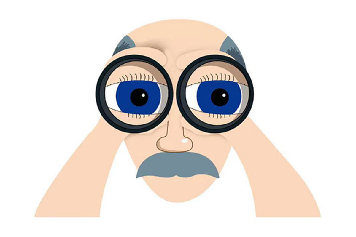 Nosy Neighbor Old Man Lady Fence Decoration Yard Garden Fence Sign-Old Man with Telescope