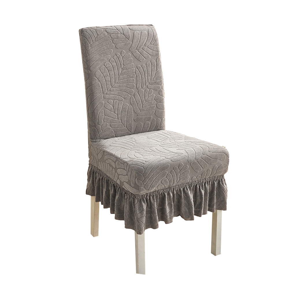 2Pcs Ruffled Skirt Stool Slipcover Stretch Spandex Chair Protectors Short Kitchen Chair Seat Cover -Brown
