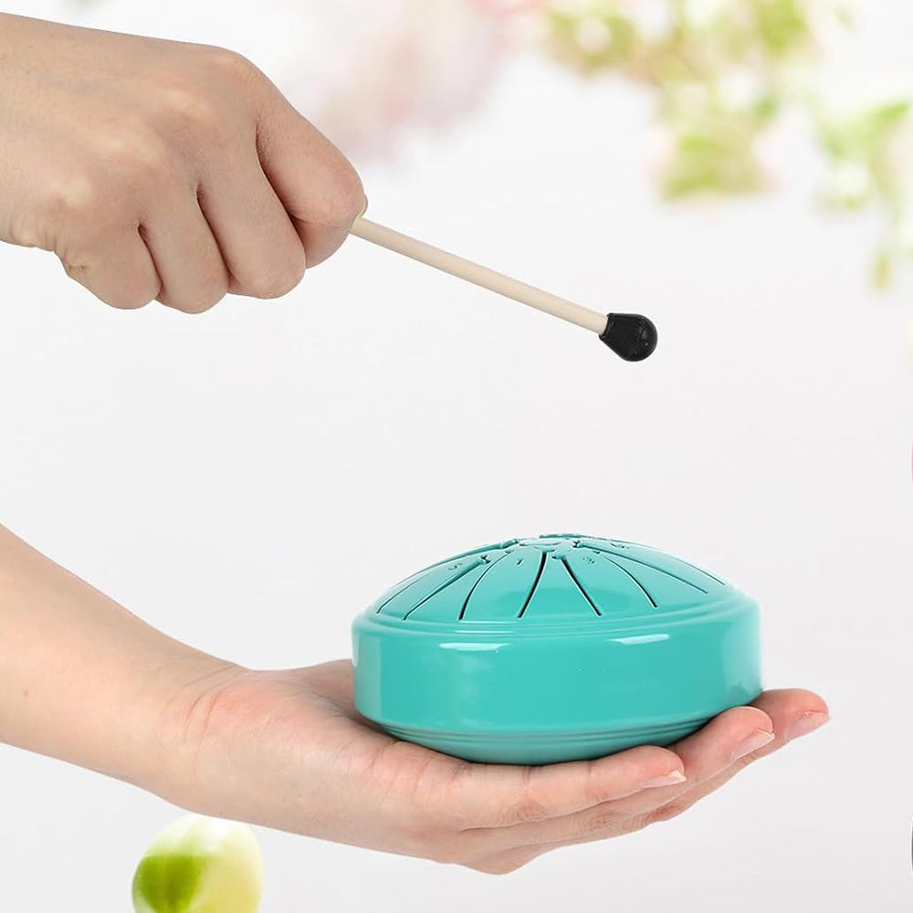 4 Inch Tongue Drum 8-Note Handpan Drum with Drumsticks and Music Book for Early Musical Education Zen Meditation Green