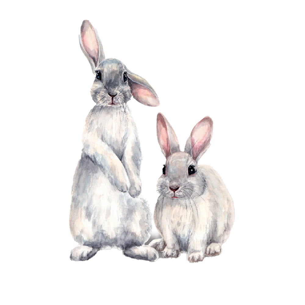 Cartoon Lovely Cute Two Bunnies Rabbits Wall Stickers Wall Murals Bunny Stickers