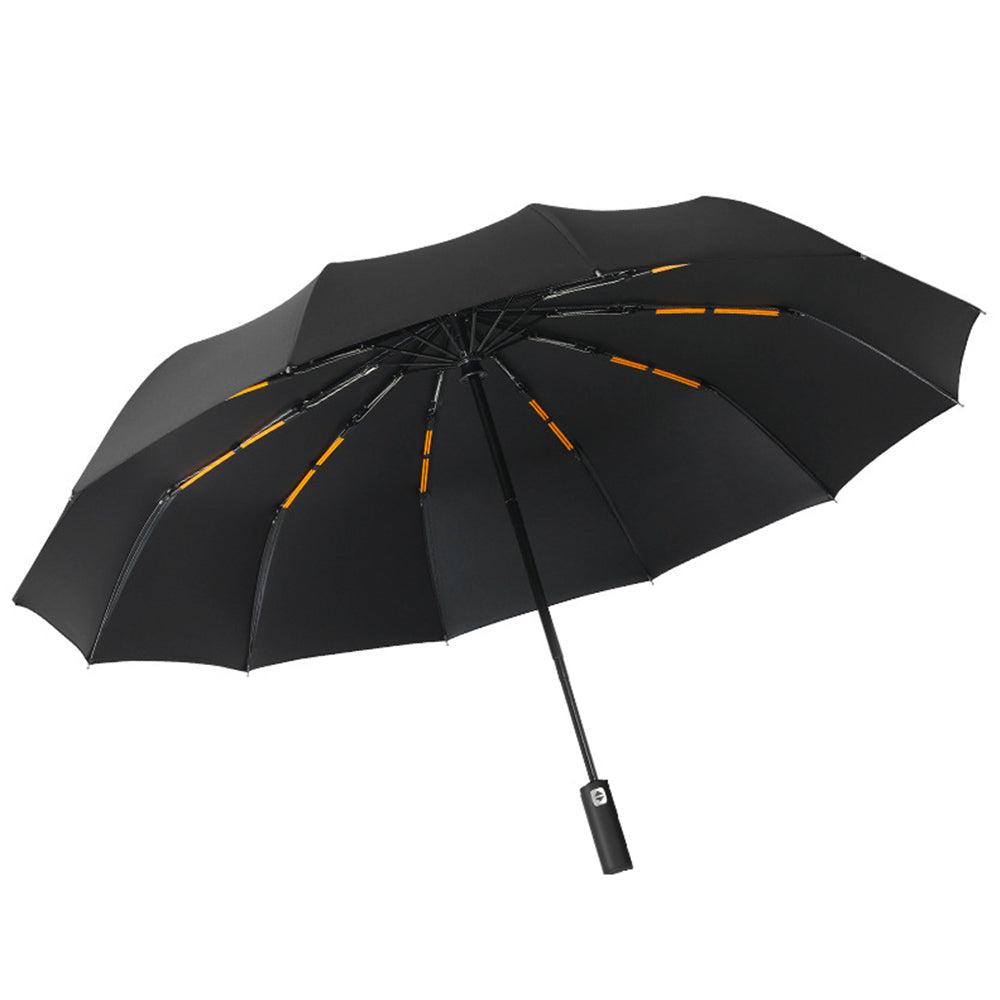 Automatic Folding Umbrella UV Protection Sun Umbrella with Safe Reflective Stripe Black