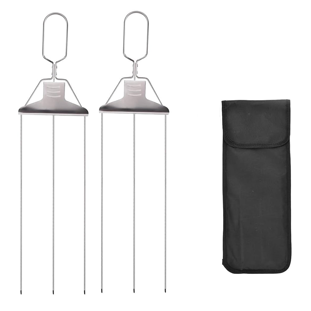 2Pcs 3-Way BBQ Grill Skewer 3-Prong Kabob Skewers Barbecue Accessories