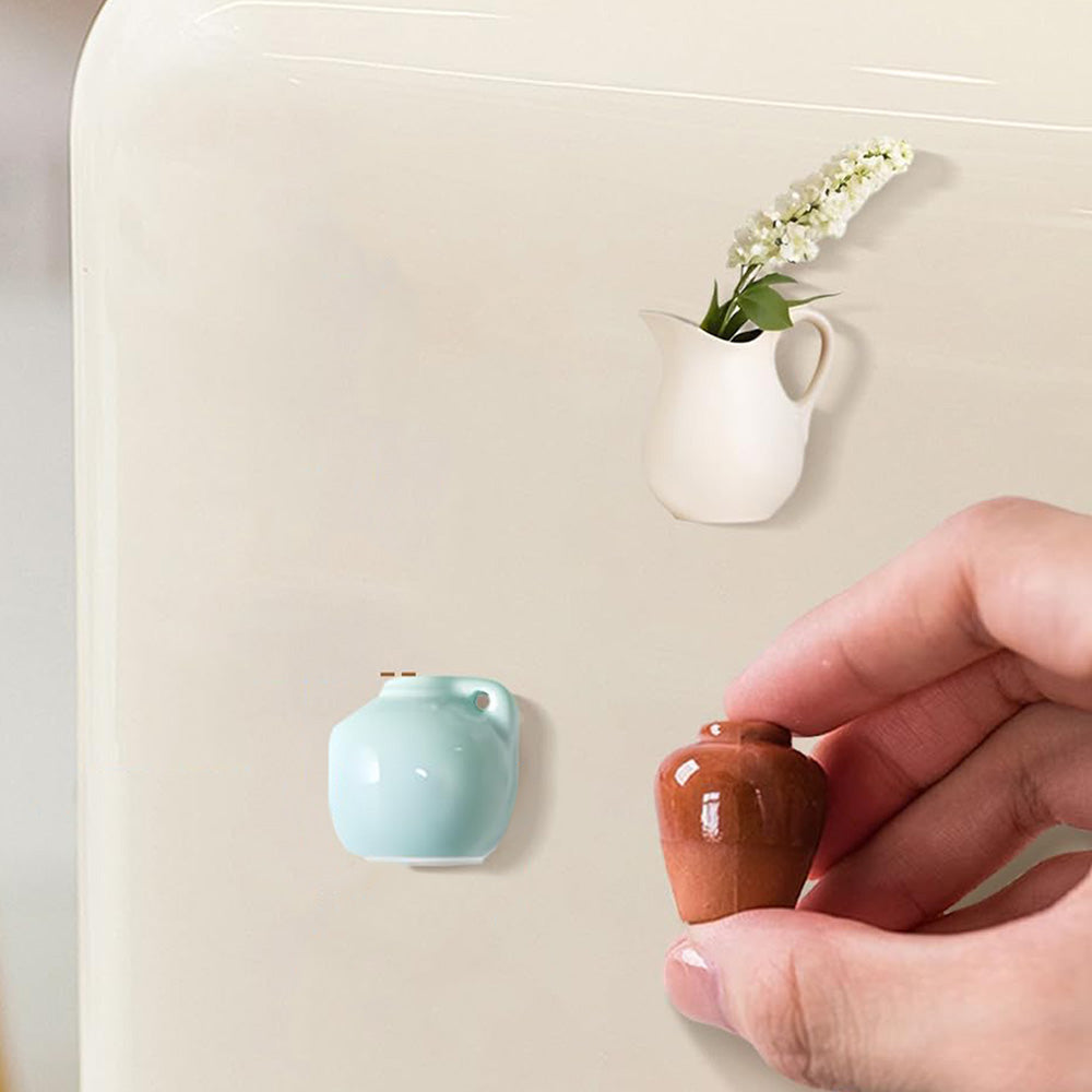 8-Pack 3D Ceramic Vase Fridge Sticks Mini Colorful Home Decor