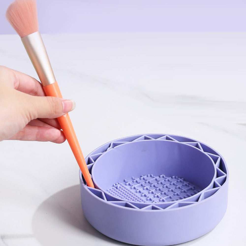 2Pcs 3 in-1 Makeup Brush Cleaner Sillicone Cleaning Bowl