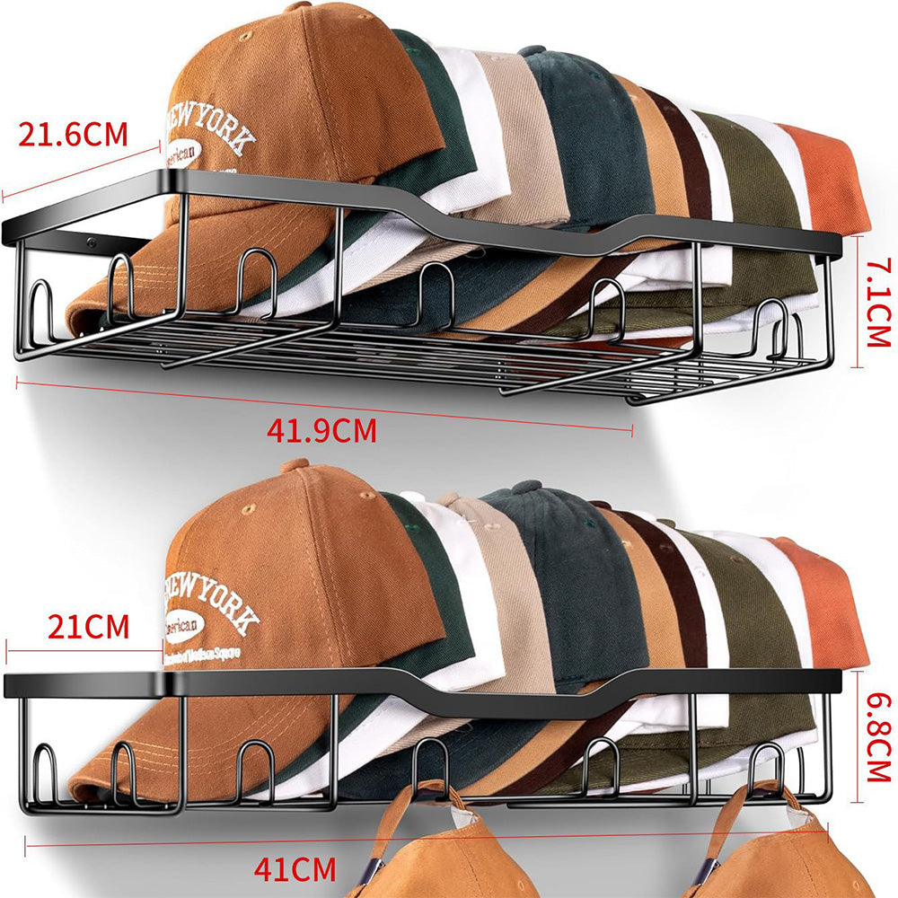 2Pcs Wall-Mounted Metal Hat Racks for Baseball Caps Hat Storage Organizer