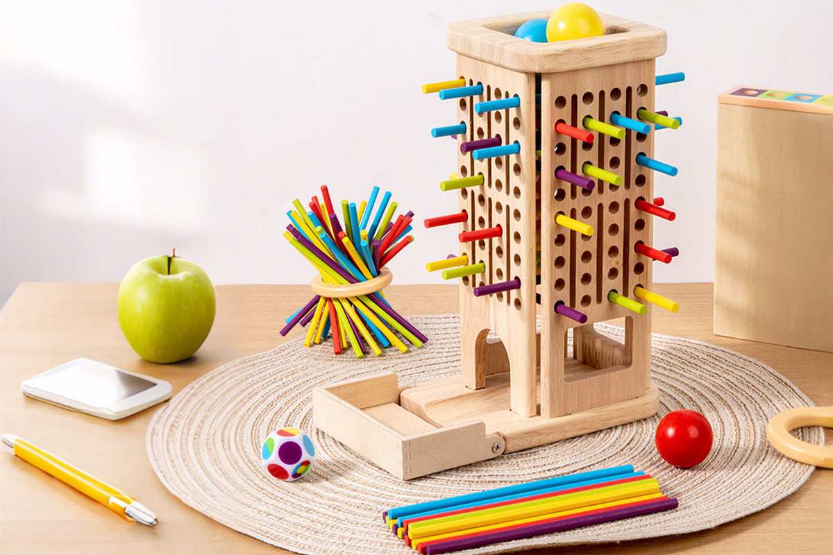 Wooden Tower 3-in-1 Stick Pulling and Balance Board Game for Little Ones and Family