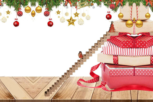 Wooden Stair Christmas Advent Calendar Funny Santa Stairs Countdown Calendar Wood Stairs Climbing Decoration