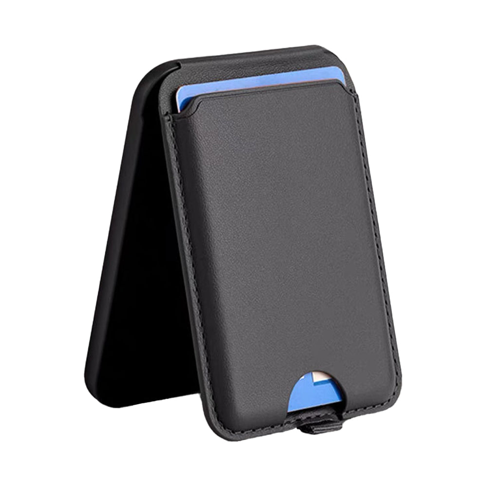 For iPhone Adjustable Magnetic Phone Stand PU Leather Wallet for iPhone 15/14/13 Series Black