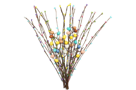 Artificial Easter Spray Vine with Pastel Easter Eggs and Berries for Home Decor