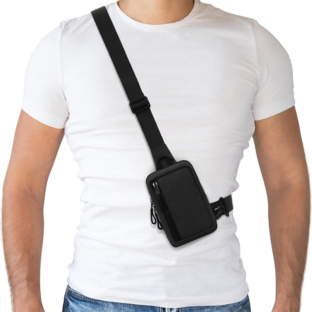 Small Crossbody Bag for Men Women Mini Sling Bag Travel Running Phone Daypack Black