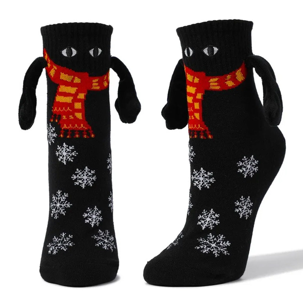 2 Pairs of Holding Hands Christmas Socks Novelty Funny Xmas Couple Socks