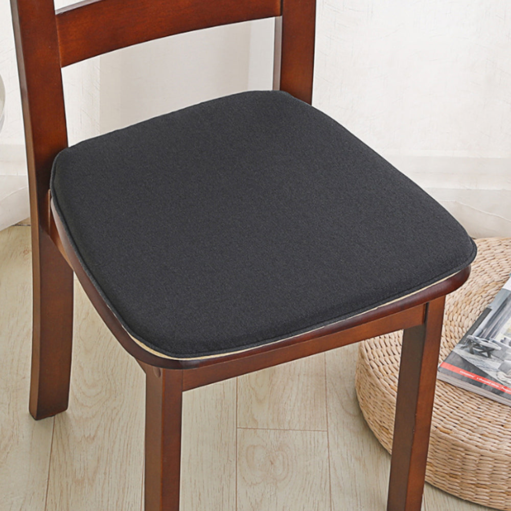 Chair Cushion with Ties Removable Chair Pad for Dining Chair Black
