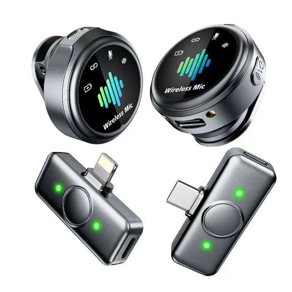 Dual Receivers Mini Lavalier Microphone with Magnetic Clip