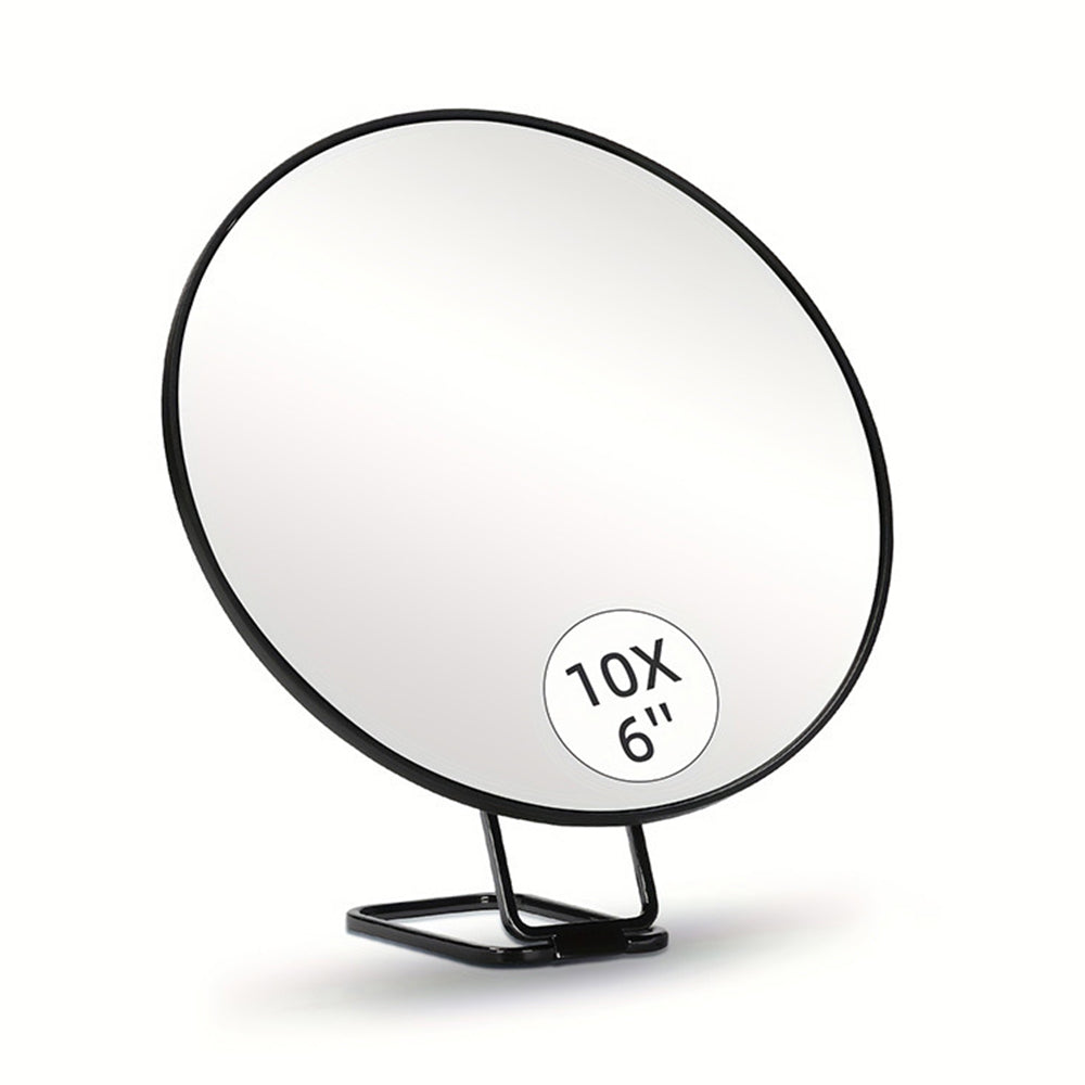 Travel Magnifying Makeup Mirror with Adjustable Stand and Suction Cup Black
