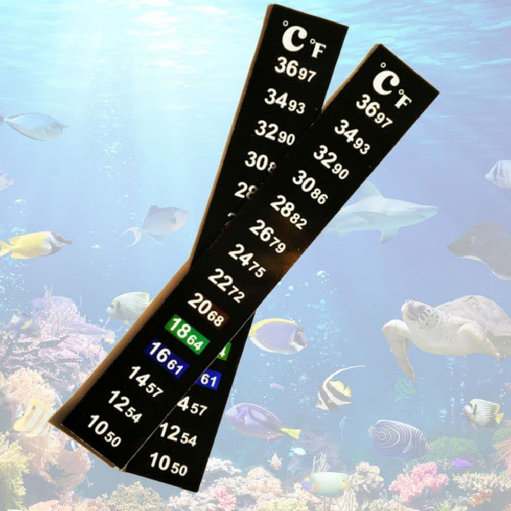 10Pcs Digital Display Aquarium Thermometer Strip Adhesive Fish Tank Temperature Sticker with Dual Scale