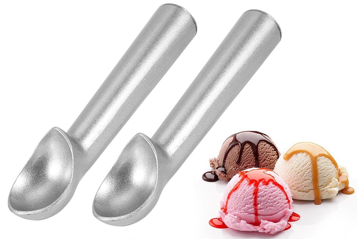 2Pcs Anti-Freeze Nonstick Ice Cream Spoons Aluminum Kitchen Tool for Gelato Sorbet Cookie Dough Watermelon