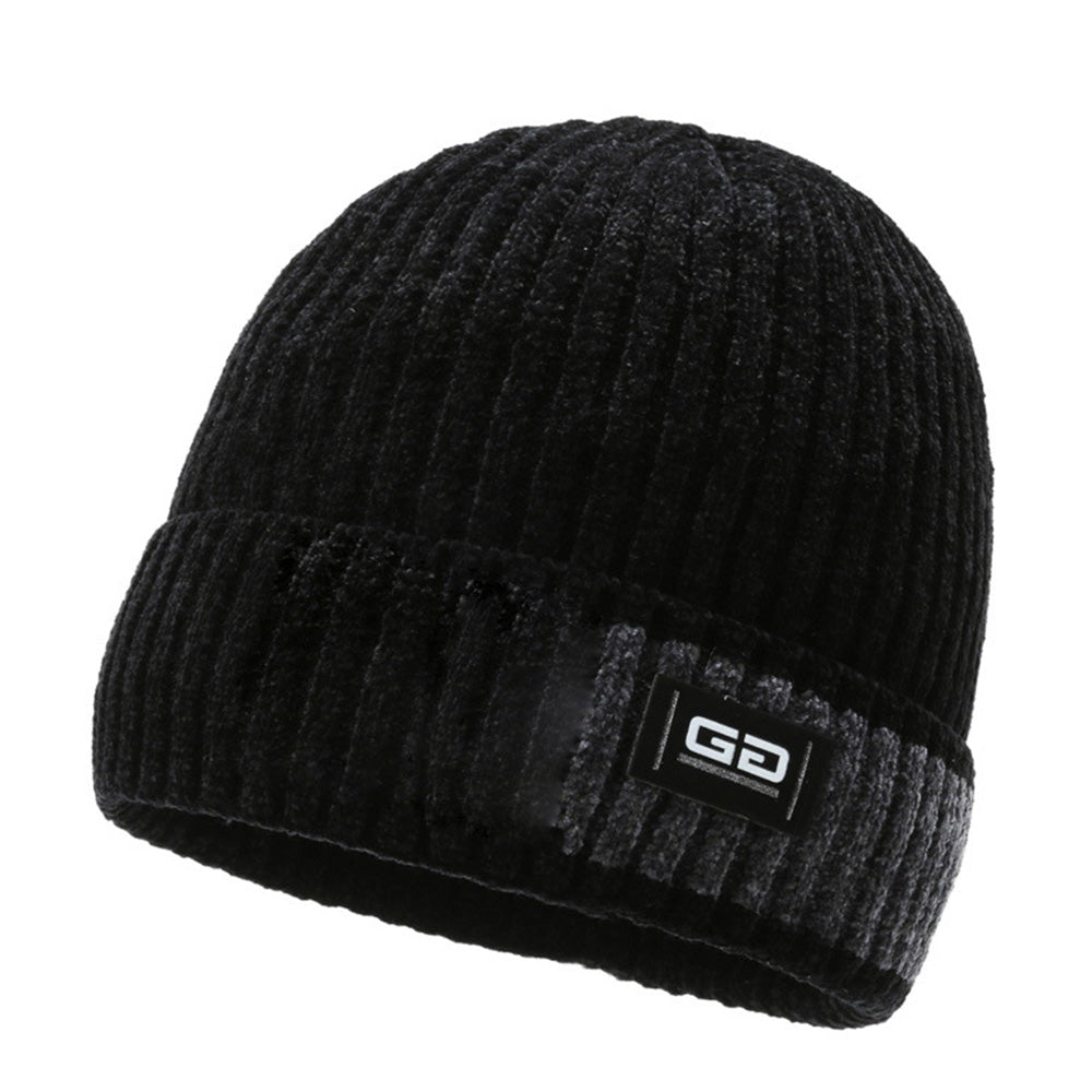 Knitted Hat Winter Warm Beanie Cap for Outdoor Sports Activities Black