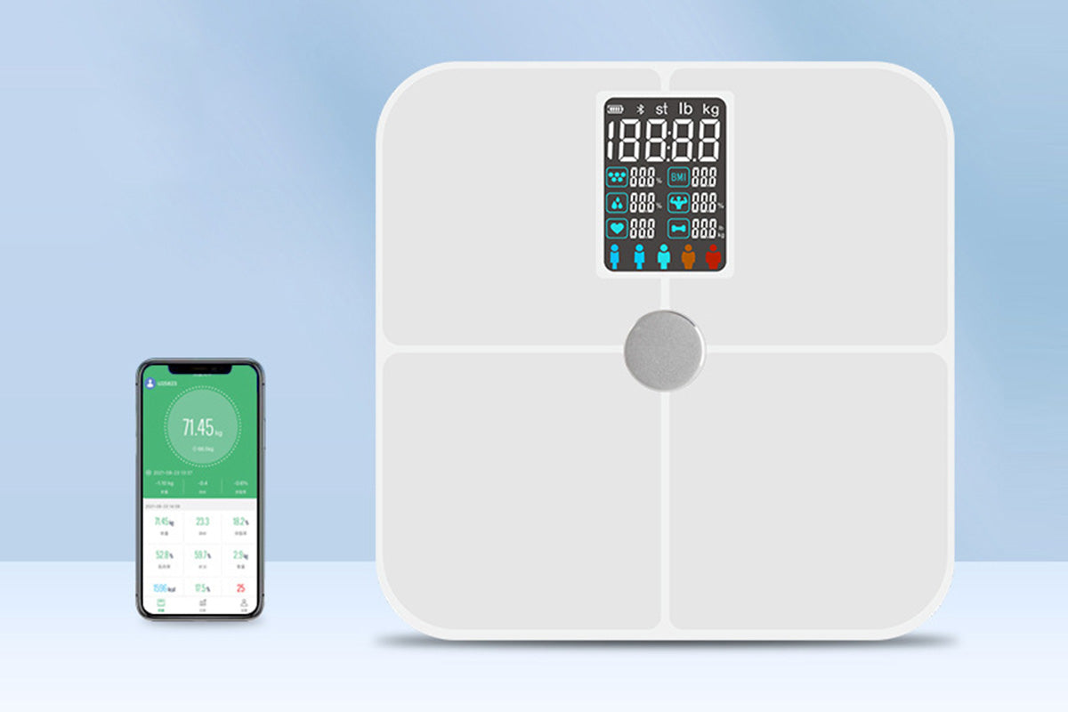 Smart Digital Bathroom Body Fat Scale 180KG Bluetooth Scales Weight for BMI Water-White