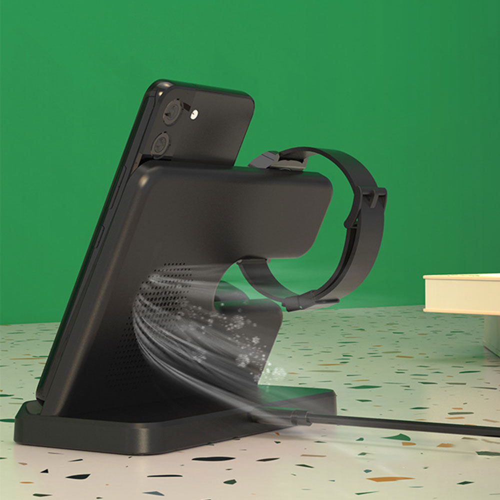 3-in-1 Wireless Charging Station for Samsung Fast Charging Dock for Wireless Charging Devices Black